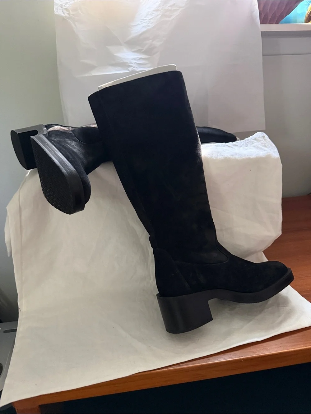Stuart Weitzman Black Suede Over-the-Knee Boots